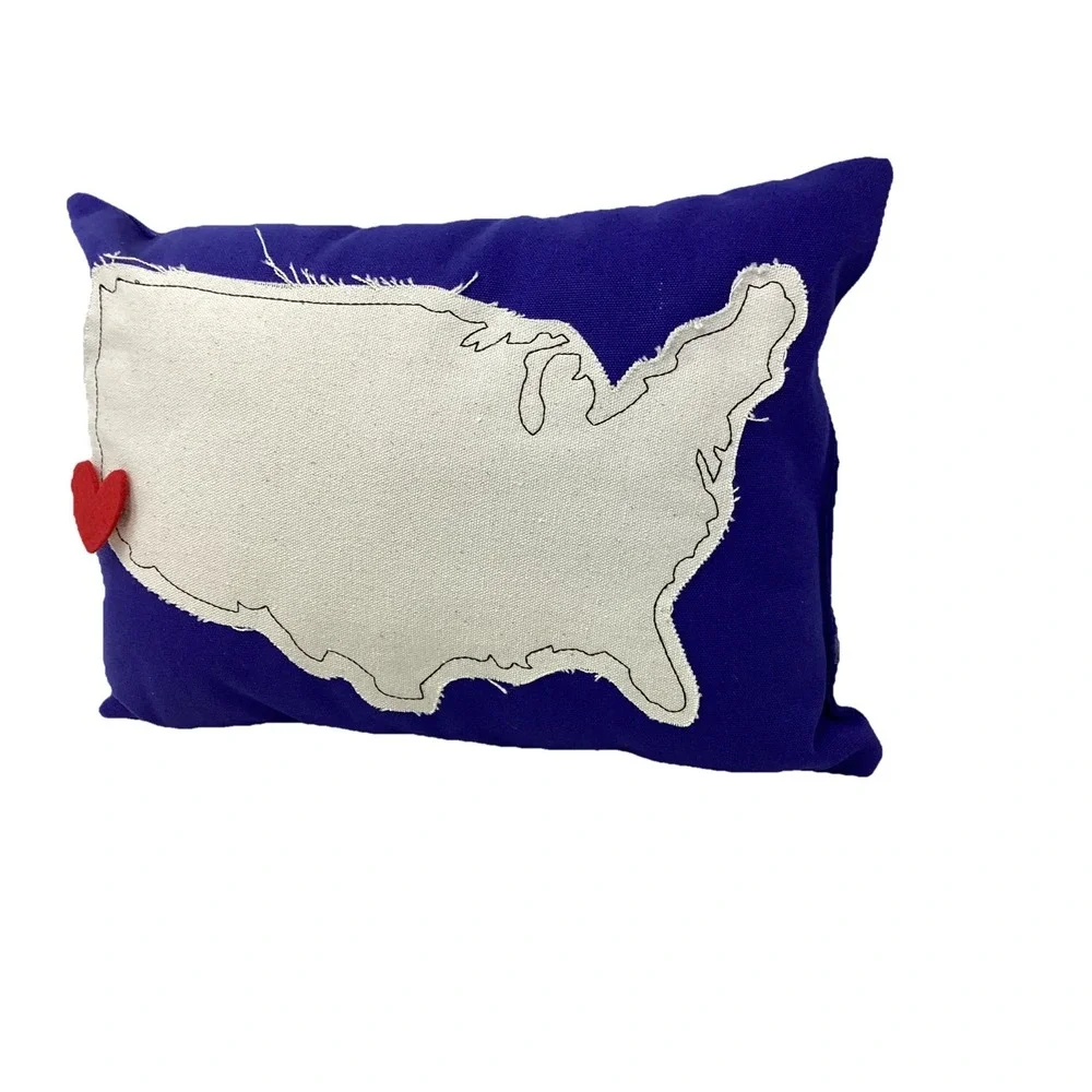 Decorative USA State Map Pillow 